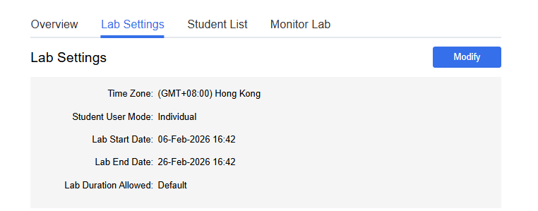 Apply changes on lab settings page